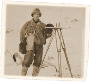 Frank Debenham using an alidade