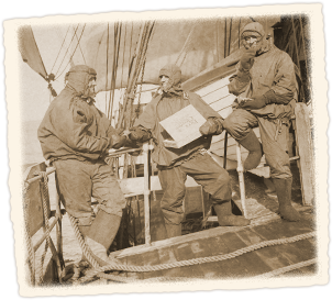 Explorers wearing hoods