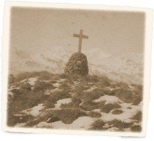 Sir Ernest Shackleton's grave with snow