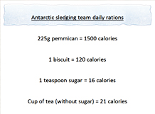 Antarctic sledging team daily ration resource