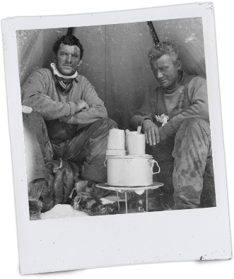 Hooper and Abbott in a tent