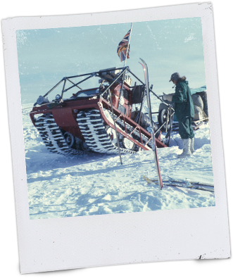 Muskeg tractor stuck in a crevasse